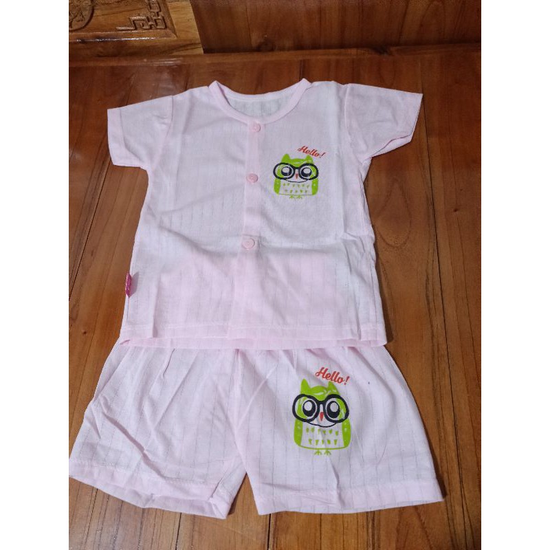 Bộ cotton giấy màu cộc tay cài cúc cho bé