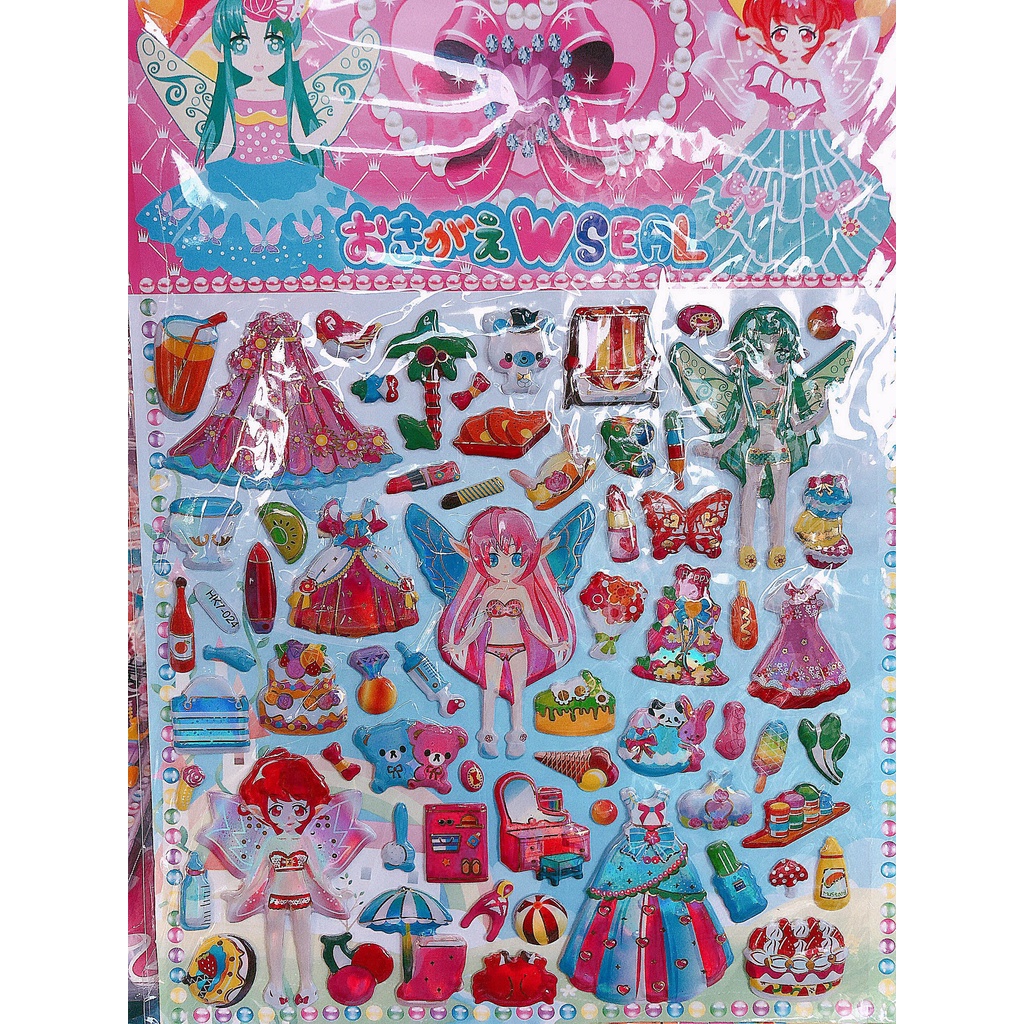 Tờ Dán Sticker Nổi 3D Thời Trang, Công Chúa Bản To Nhiều Chi Tiết Cho Bé