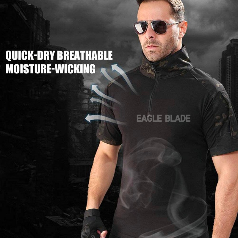 Áo thun polo chiến thuật EAGLADE PLY30 màu đen ngắn tay cao cấp