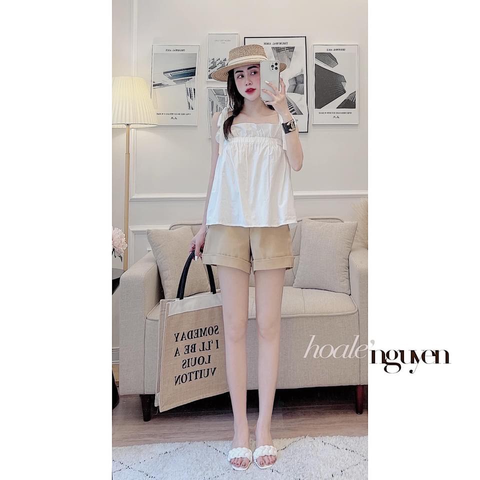 SET ÁO 2 DÂY CHUN NGỰC MIX QUẦN SOC KAKI