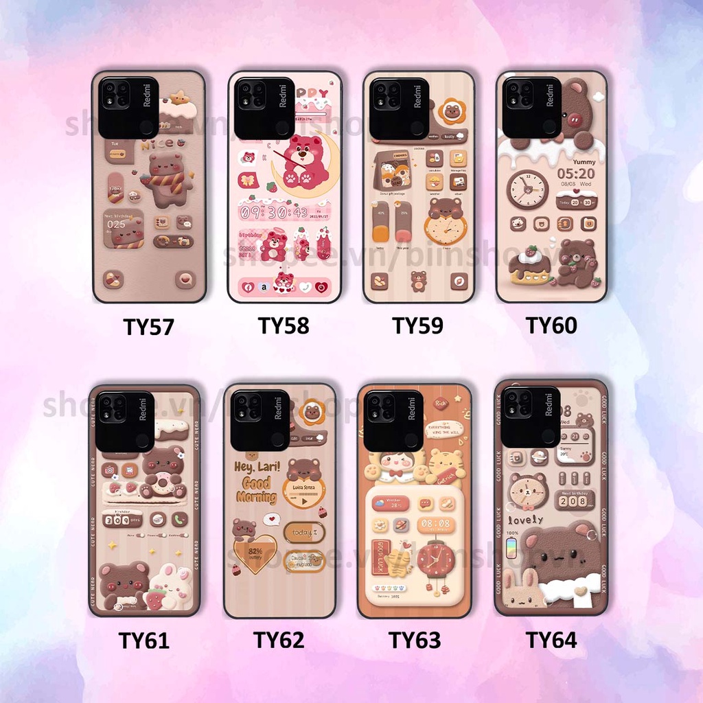 Ốp Xiaomi Redmi 10C / Redmi 10A in 3D icon gấu nổi siêu xinh, siêu đáng yêu, cá tính phong cách