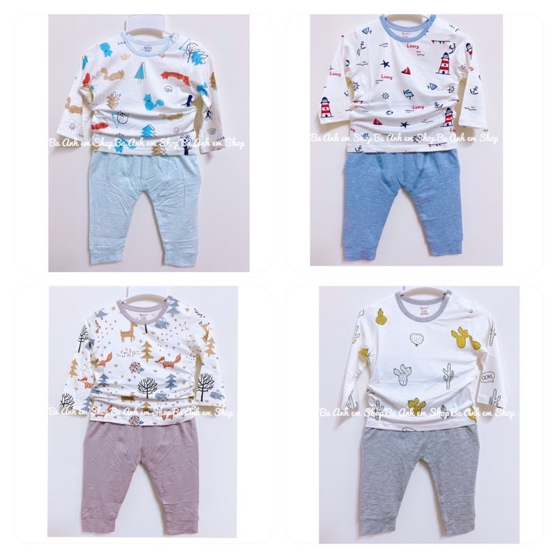 Bộ quần áo dài tay Luxry vải sợi tre cao cấp cho bé trai bé gái