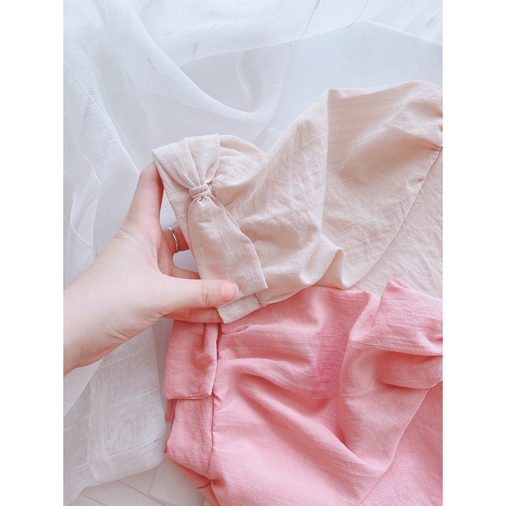 Váy xoắn ngực tôn V1 đầm nơ tay maxi thiết kế tỉ mỉ-Minxy shop