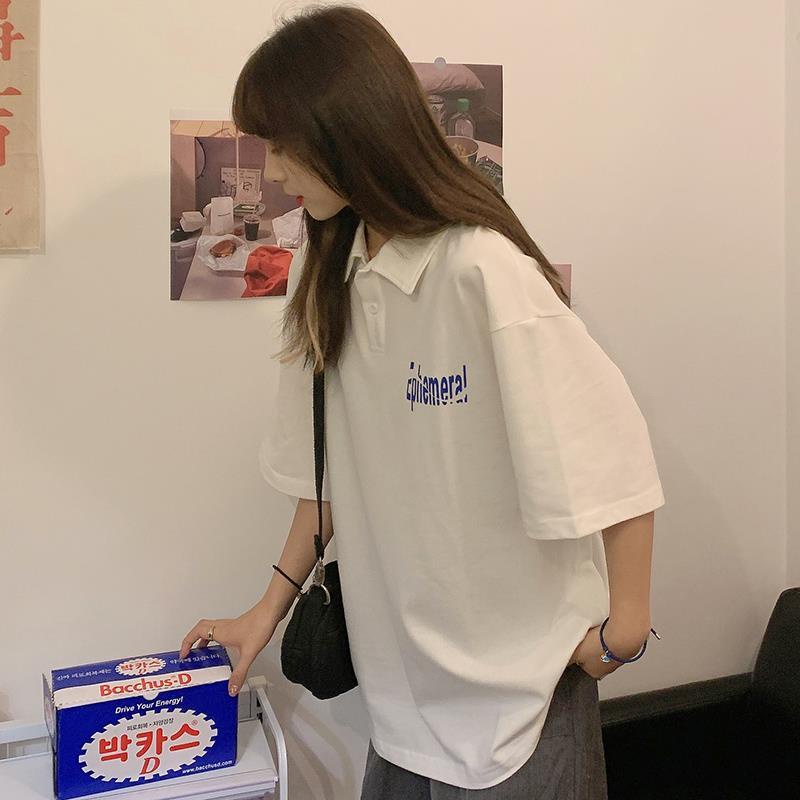 Mới Áo polo Ngắn Tay Dáng Rộng Thời Trang Hàn Quốc Dành Cho Nữ