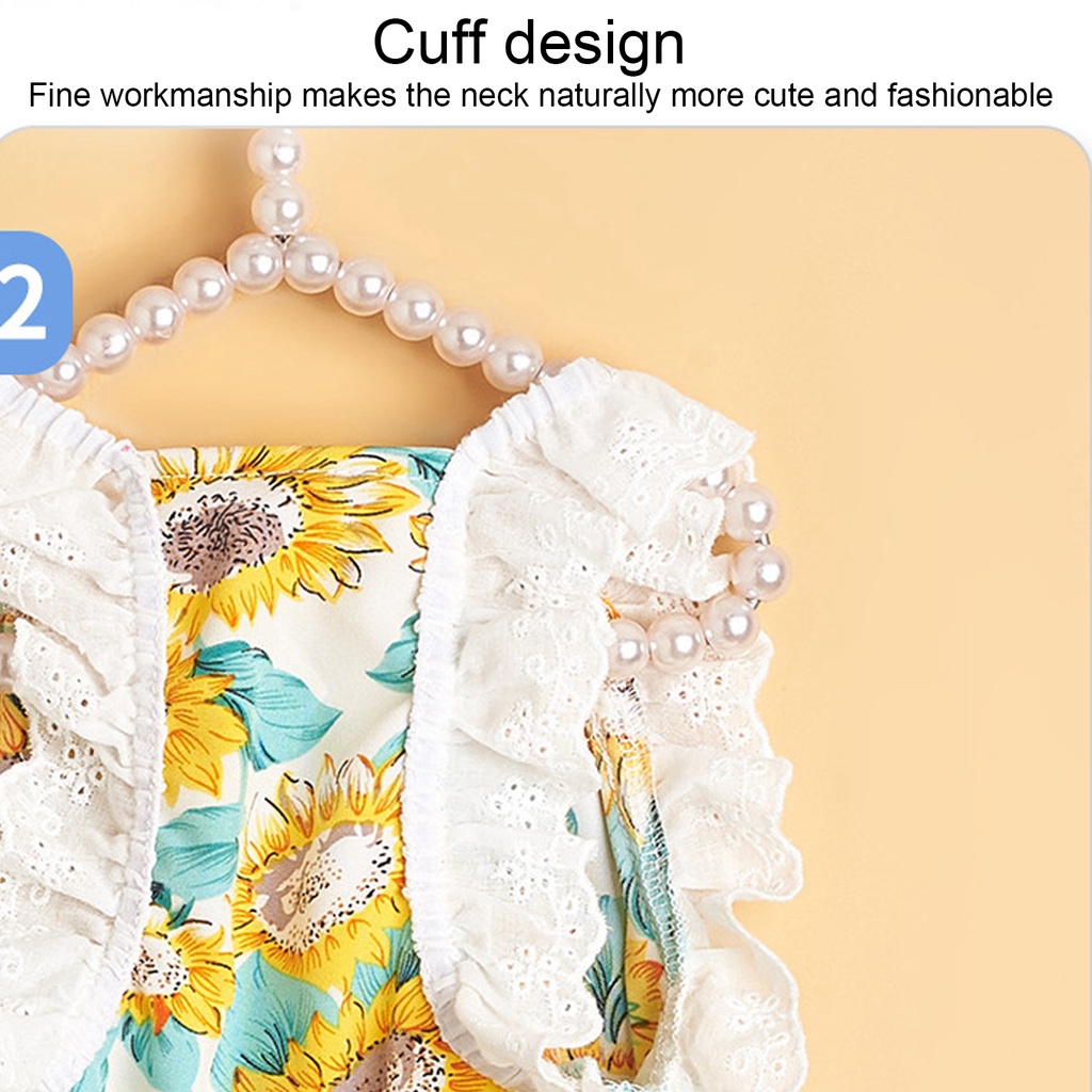 Oxygen072 Áo Cho Chó Mèo Thú Cưng Mùa Hè Pet Sunflower Skirt Bảo vệ ánh nắng Mặt trời Thoáng khí Mềm mại Dễ thương Váy Mèo Mùa hè cho Chó và
