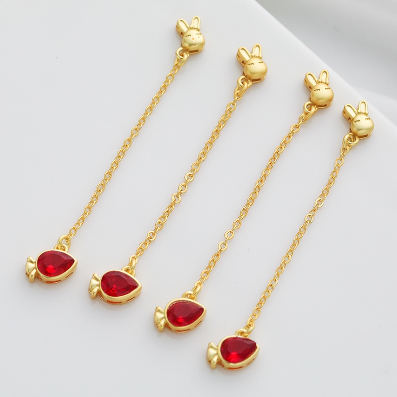 Dây Chuyền Màu Vàng Kim Mặt Đá Kim Cương Màu Vàng Đồng Hình Thỏ Con Bảo Vệ An Toàn Làm Trang Sức Vòng Tay Dây Chuyền An Toàn diy