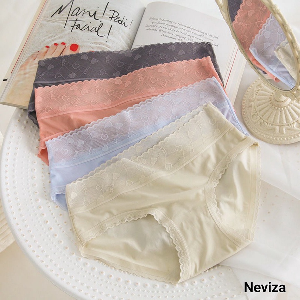 Quần Lót Nữ Lụa Băng - Quần Chip Nữ Mềm Phối Cạp Ren Tim Mềm Mại gợi cảm tôn dáng  mã QL9909