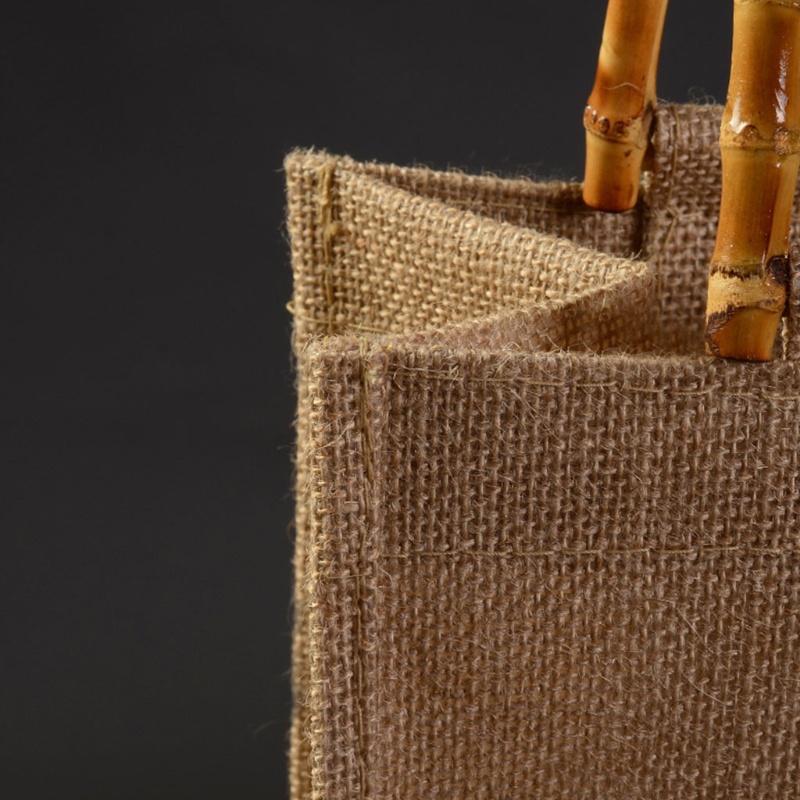 Túi Mua Sắm Bằng Sợi Đay Nhỏ Gọn Có Tay Cầm Bằng Tre Có Thể Tái Sử Dụng