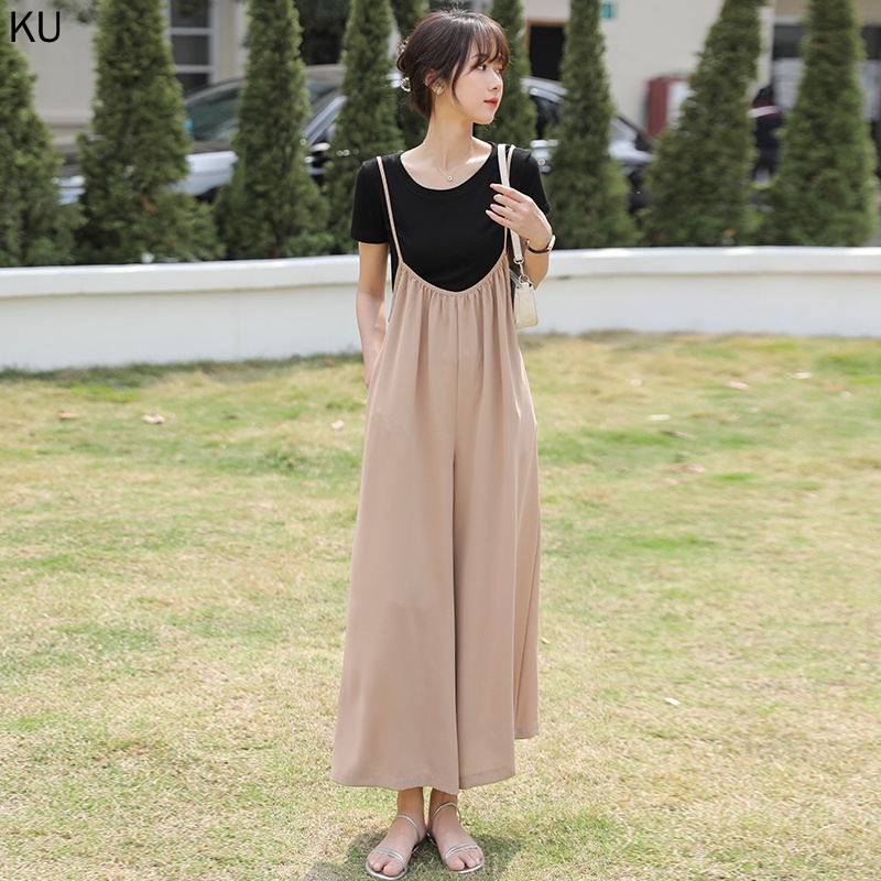 Jumpsuit Ống Rộng Lưng Cao Phong Cách Hàn Quốc Thời Trang 2022 Cho Nữ
