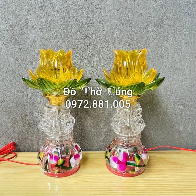 Đèn thờ thủy tinh hoa sen Cao cấp siêu tiết kiệm điện