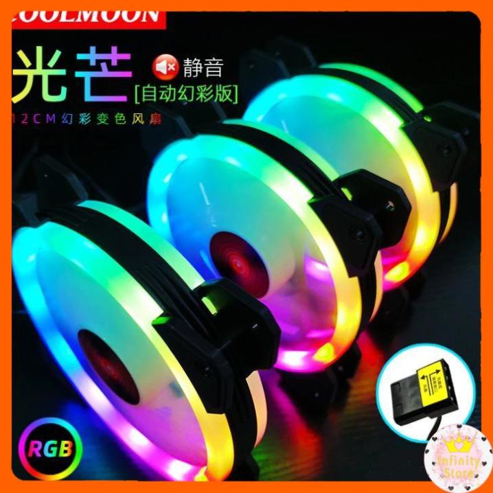 QUẠT LED CASE COOLMOON K2 LED RGB CẮM NGUỒN 12CM INFINY DECOR