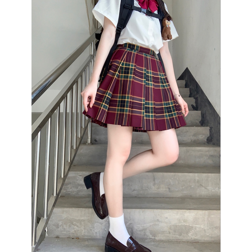 Hormones chân váy xếp ly tennis caro dáng ngắn vintage Thời Trang ulzzang Nhật Bản