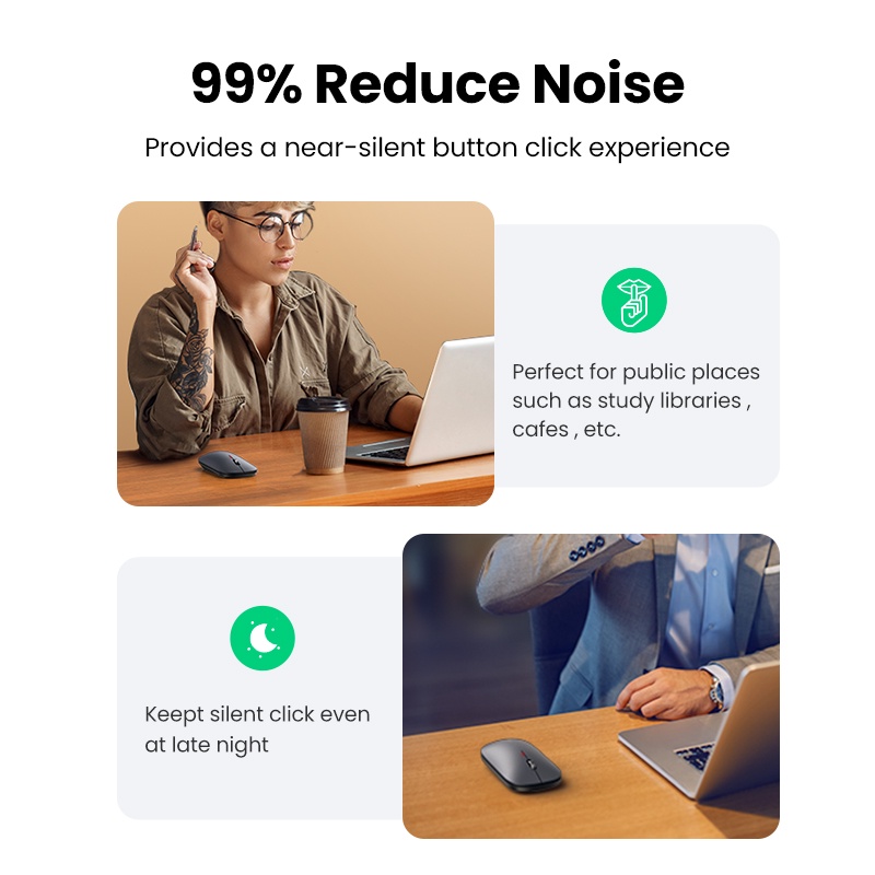 UGREEN Chuột không dây Bluetooth 4000 DPI 2.4G 3cm Siêu Mỏng