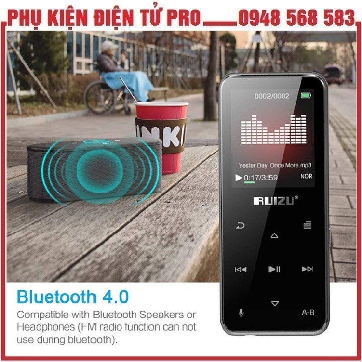 [BẢO HÀNH 1 ĐỔI 1] MÁY NGHE NHẠC MP3 HIFI THỂ THAO BLUETOOTH RUIZU X16 BỘ NHỚ TRONG 8GB