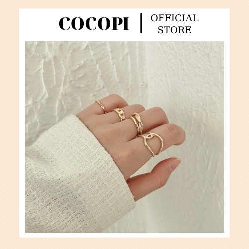 Set nhẫn, bộ nhẫn mix 5 chiếc phong cách Hàn Quốc Cocopi.accessories