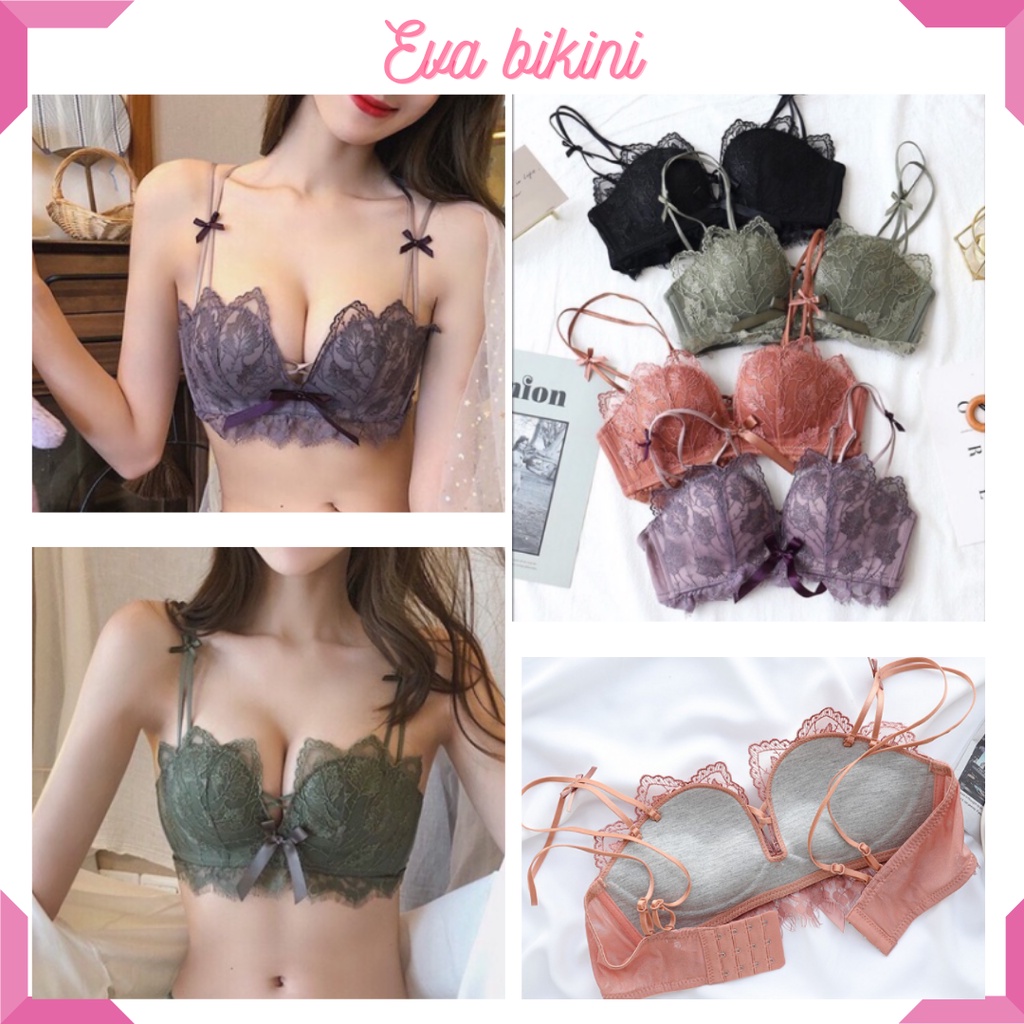Áo Lót Ren Vương Miện Không Gọng EVA Mút Mềm Đệm Dày Nâng Ngực Gợi Cảm