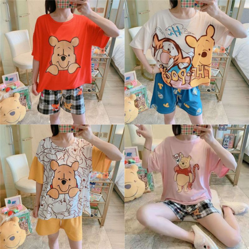 Đồ bộ thun tay ngắn hoạt hình đáng yêu cho bạn gái