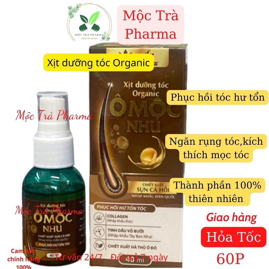 [Chính hãng] Xịt dưỡng tóc Organic Ô Mộc Nhu chai 40ml,giúp mọc tóc ngăn rụng tóc,phục hồi tóc hư tổn
