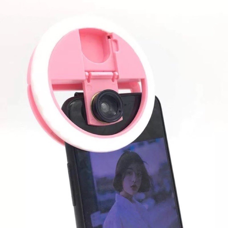 đèn led kẹp điện thoại hỗ trợ chụp hình rõ hơn có kính lúp đèn kẹp chụp nối mi