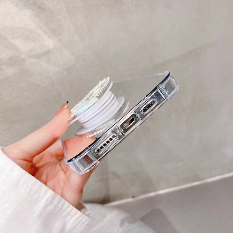Ốp lưng gương kèm Popsocket Trái tim đá Iphone/samsung/oppo/vivo/xiaomi