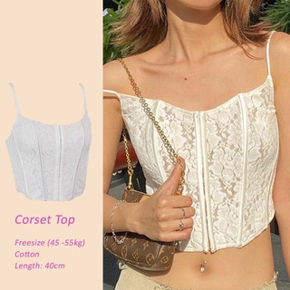 Áo ren corset trắng hai dây Corset Top