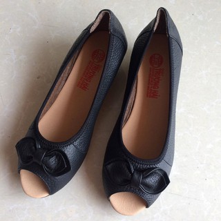 Giày đế xuồng nữ 🎁FREESHIP🎁 Giảm 10K khi nhập mã [GIAYNU01] Giày đế xuồng hở mũi da bò Trường Hải