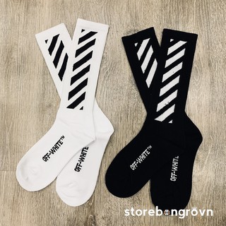 Tất offwhite sọc cổ cao