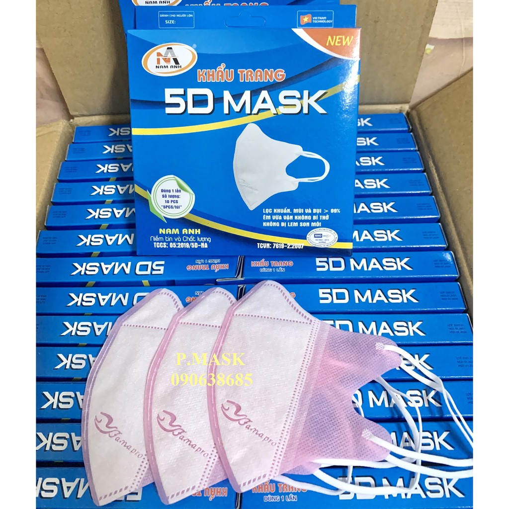 Khẩu trang 5D Nam Anh 10 cái/ hộp – Khẩu trang y tế Nam Anh Famapro thiết kế 3D Mask