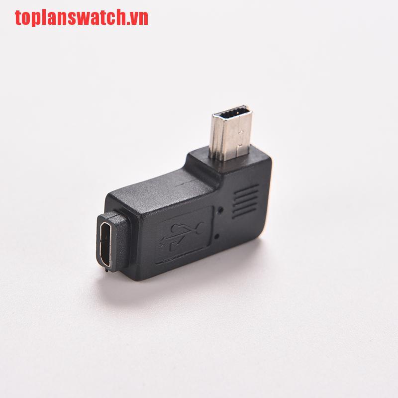 【toplanswatch】USB Micro 5Pin Female to Mini 5Pin Male 90 Degree Angle Adapter C