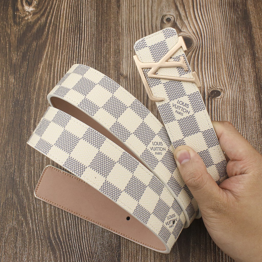 Dây Lưng Nam Da Mềm CaRo Hot Hit Dây Nịt Nam LV Mặt Vàng Đen Nguyên Khối Cao Cấp Thời Trang Lịch Lãm