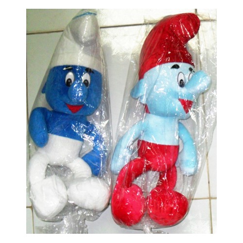 Thú bông xì trum xanh đỏ dài 45cm có dây treo, bông mềm đẹp. VTB03