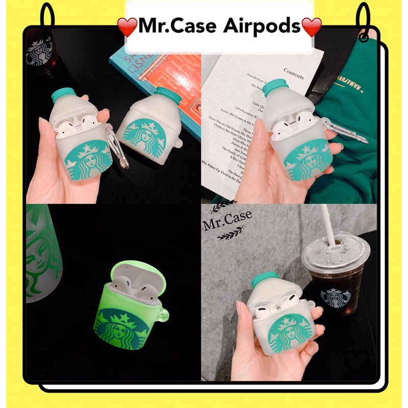 Case Airpods 1/2 Pro Vỏ Ốp Đựng Tai Nghe Ly Starbuck Có Dạ Quang