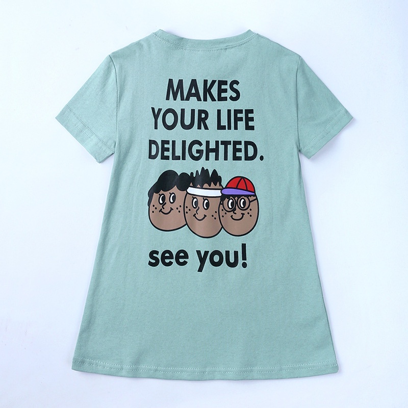 Đầm Cotton Tay Ngắn In Họa Tiết Hoạt Hình Thời Trang Mùa Hè Cho Bé Gái 1-5 Tuổi