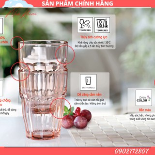 [ĐỦ SIZE - CƯỜNG LỰC] Bộ 6 Ly thủy tinh Rock Bar màu hồng đào (Bormioli Rocco) - ITALY