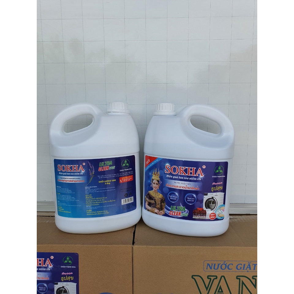 Nước giặt xả SOKHA Tẩy mạnh hương hoa 3,8kg - Công nghệ THÁI LAN - Diệt khuẩn - trắng sáng