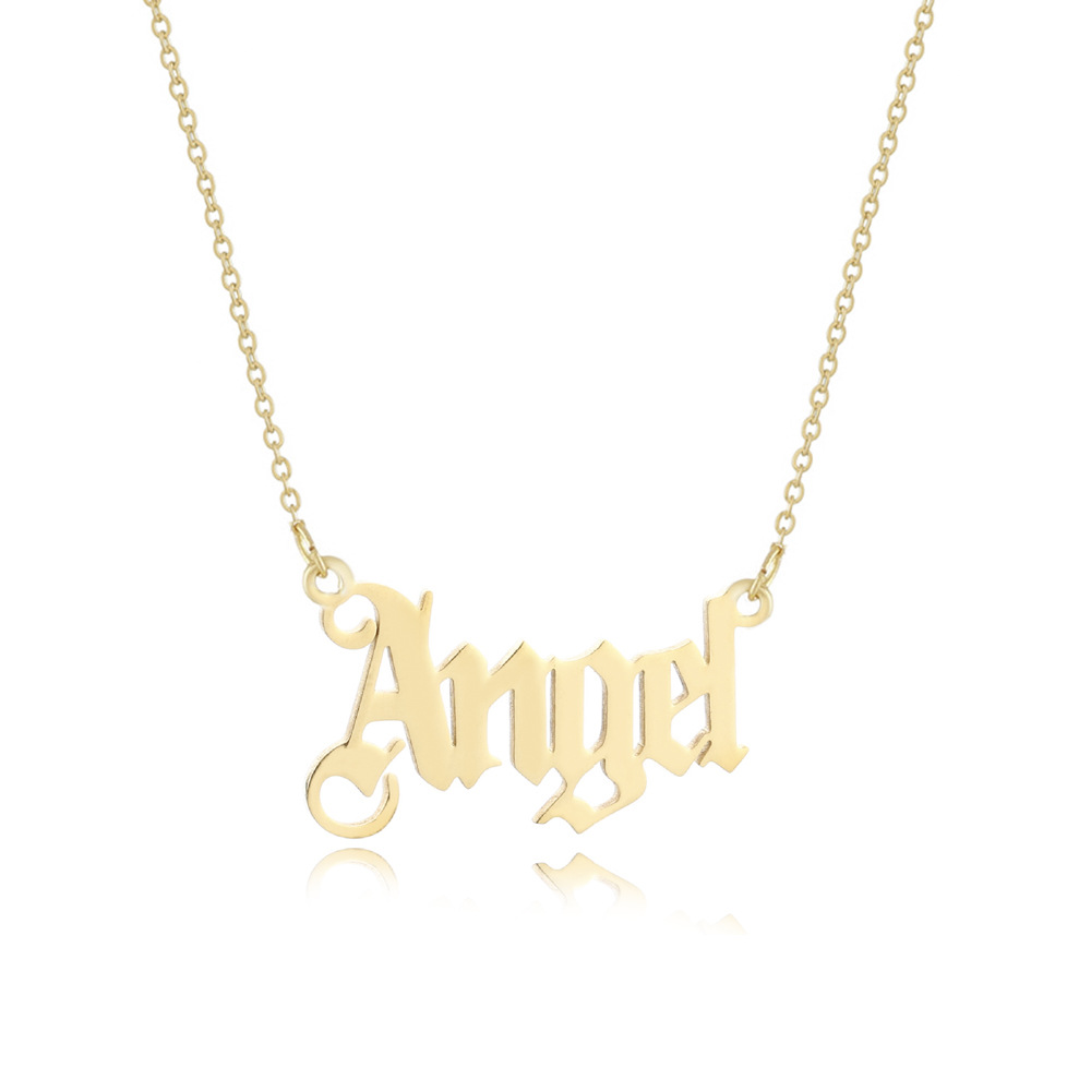 【Amy's Jewelry Box】 Châu Âu và Hoa Kỳ Thời trang phổ biến Đồ trang sức đa năng Thiên thần bảng chữ cái tiếng Anh Chuỗi vòng cổ xương đòn