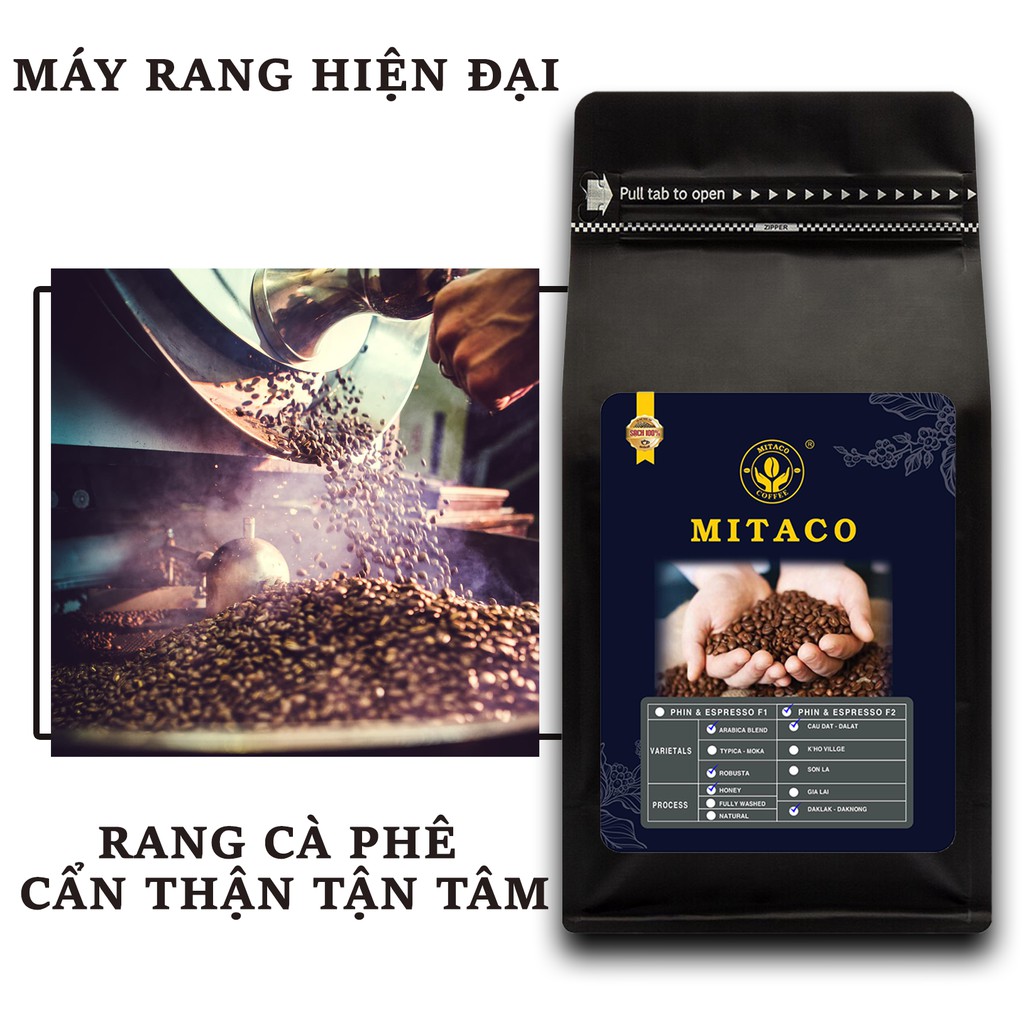 Cà Phê Rang Xay Hảo Hạng F2 MITACO COFFEE (Gói 500g)