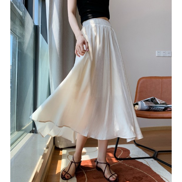 [Mã CBS1403B hoàn 10% tối đa 30K xu đơn 200K] Váy xếp ly, váy dài trơn satin, đồng màu cộng size | BigBuy360 - bigbuy360.vn