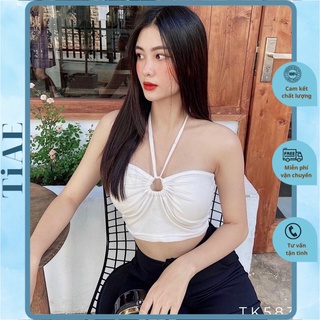 Áo ống croptop kiểu luồn dây khoét ngực mặc được 2 kiểu cực hot