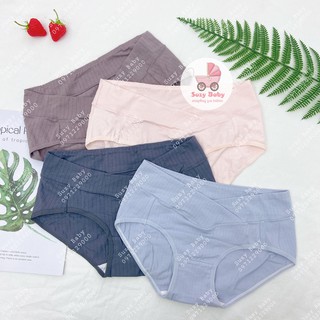 Set 4 quần lót bầu cạp chéo chất cotton co giãn 4 chiều cho mẹ bầu