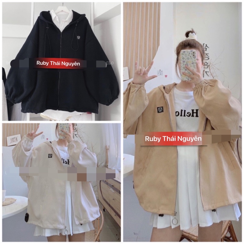 Áo Khoác Kaki Chun Tay Bồng Thêu Logo Bò Sữa Ulzzang Hot(Ảnh Thật)