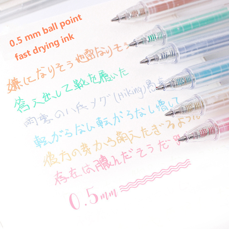 Set 9 bút bi nhiều màu ngòi 0.5 mm tiện dụng