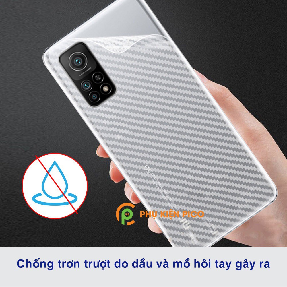 Dán lưng Mi 10T Pro trong suốt nổi vân Carbon 3D tản nhiệt tốt - Dán lưng vân Carbon Xiaomi Mi 10T Pro