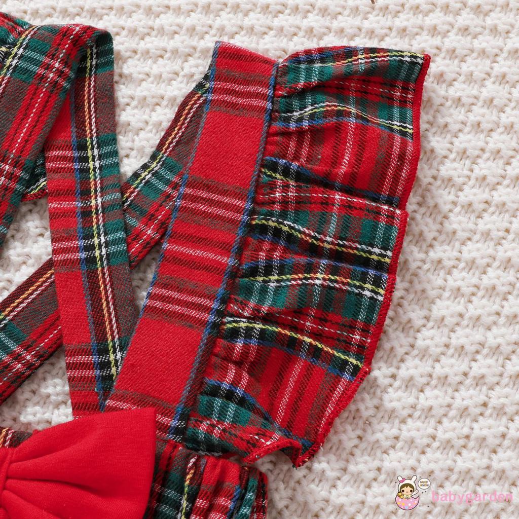 Set Đồ 3 Món Gồm Áo Liền Quần Tay Dài In Chữ Tuần Lộc Giáng Sinh + Váy Hai Dây Cổ Tròn + Băng Cài Đầu Cho Bé Gái 0-18 Tháng Tuổi