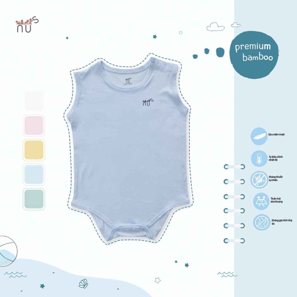 Bộ Body Chip Sát Nách Chất Vải Sợi Tre Nhà NUS Dành Cho Bé Sơ Sinh Đến 12 Tháng