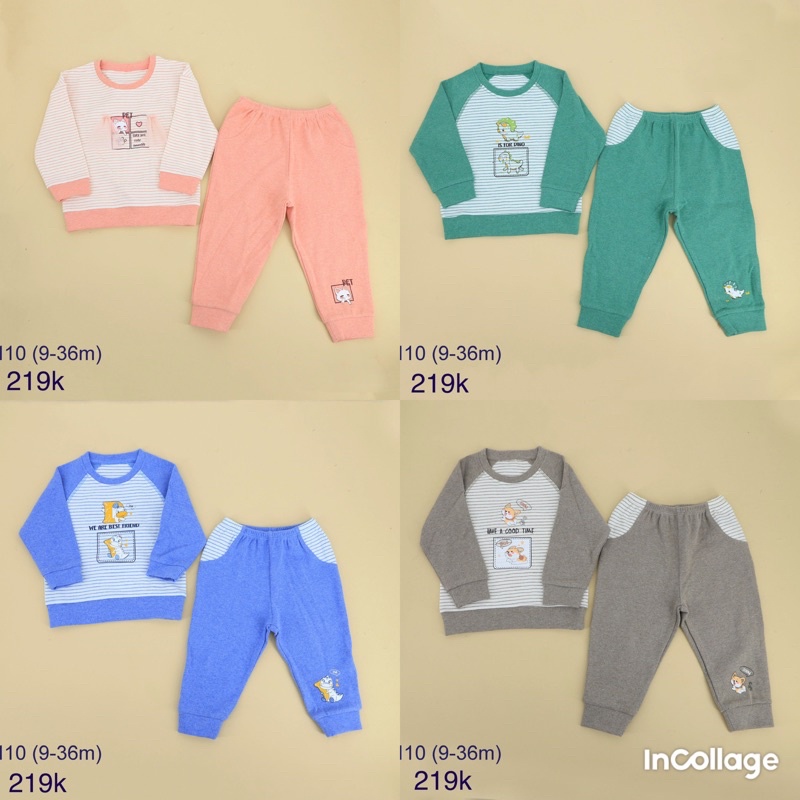 Bộ quần áo nỉ nhung dày Dokma cổ tròn dài tay DMB390(9-36M)