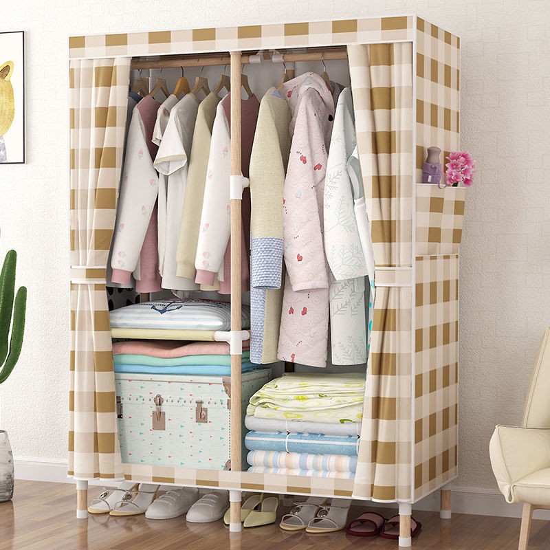 ™❈Cho thuê phòng tập thể sử dụng tủ quần áo gỗ nguyên tấm lắp ghép giá để đồ vải đơn giản cất giữ và sắp xếp gấp