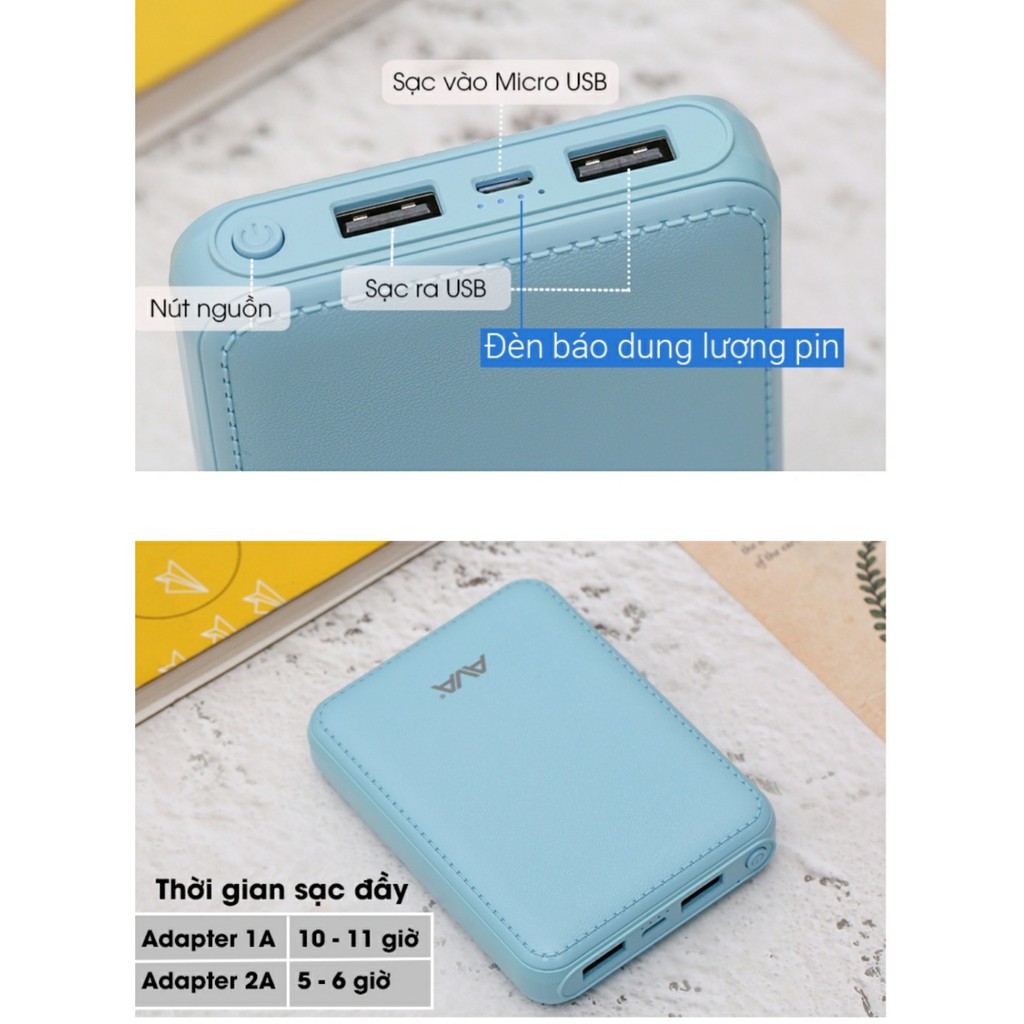 Sạc dự phòng 10.000mAh AVA DS003-WB Xanh 98%