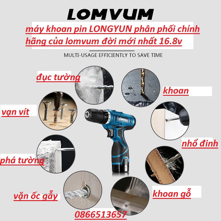 máy khoan pin 16.8v 2 pin đầy đủ phụ kiện
