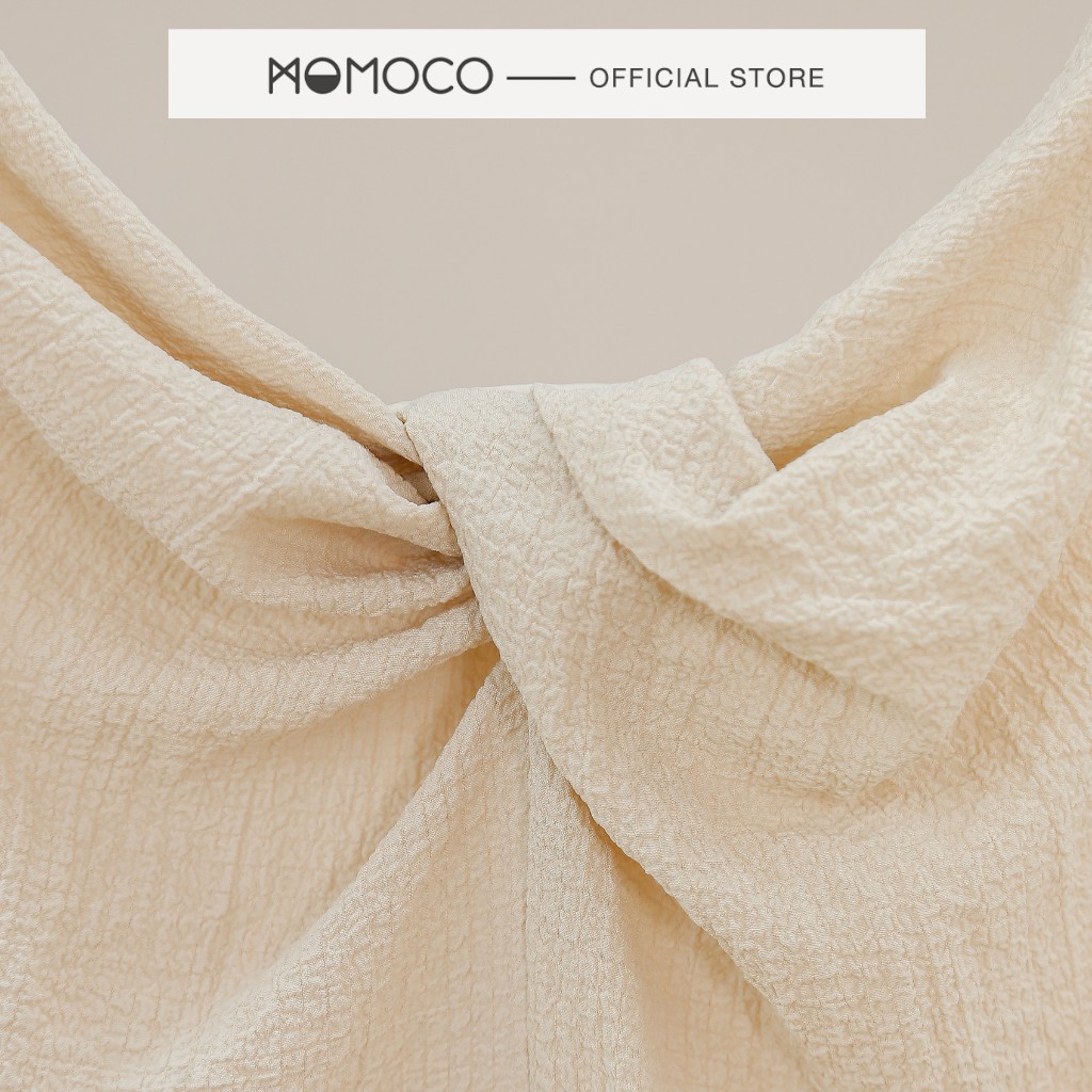 Đầm Hai Dây Dáng Dài MOMOCO Vặn Nút Ngực Dáng Ôm Chất Liệu Xốp Nhăn Co Giãn M2814